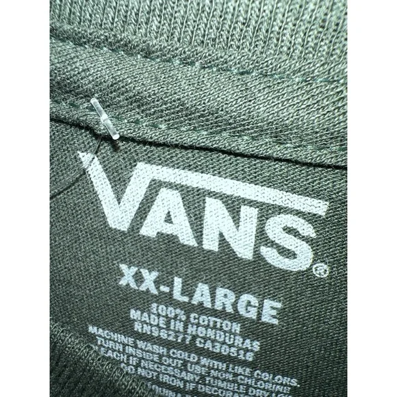 Vans Men's Dark Green Tee with Yellow Logo - Picture 2 of 3